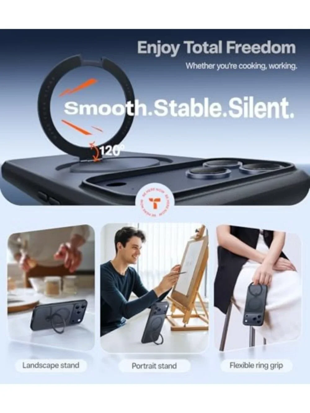 iPhone 17 Pro Case with Magnetic Stand | 4X Military Drop Protection, Durable